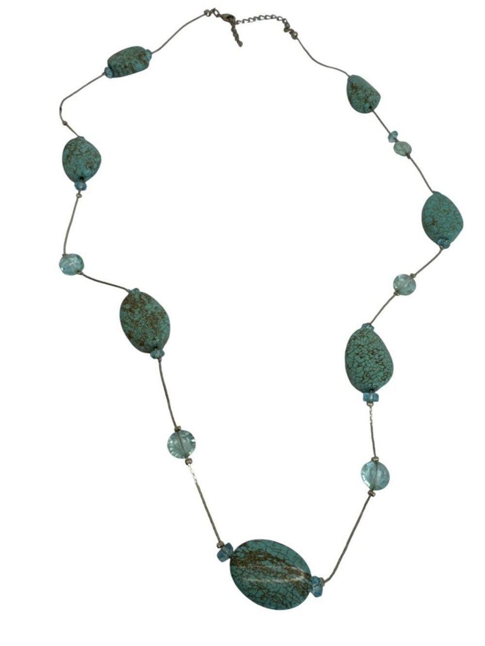 Turquoise & Blue Beaded Necklace With Adjustable Chain